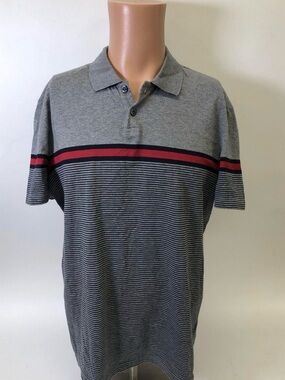 Gucci Gray Polo with Red Stripe Detailing